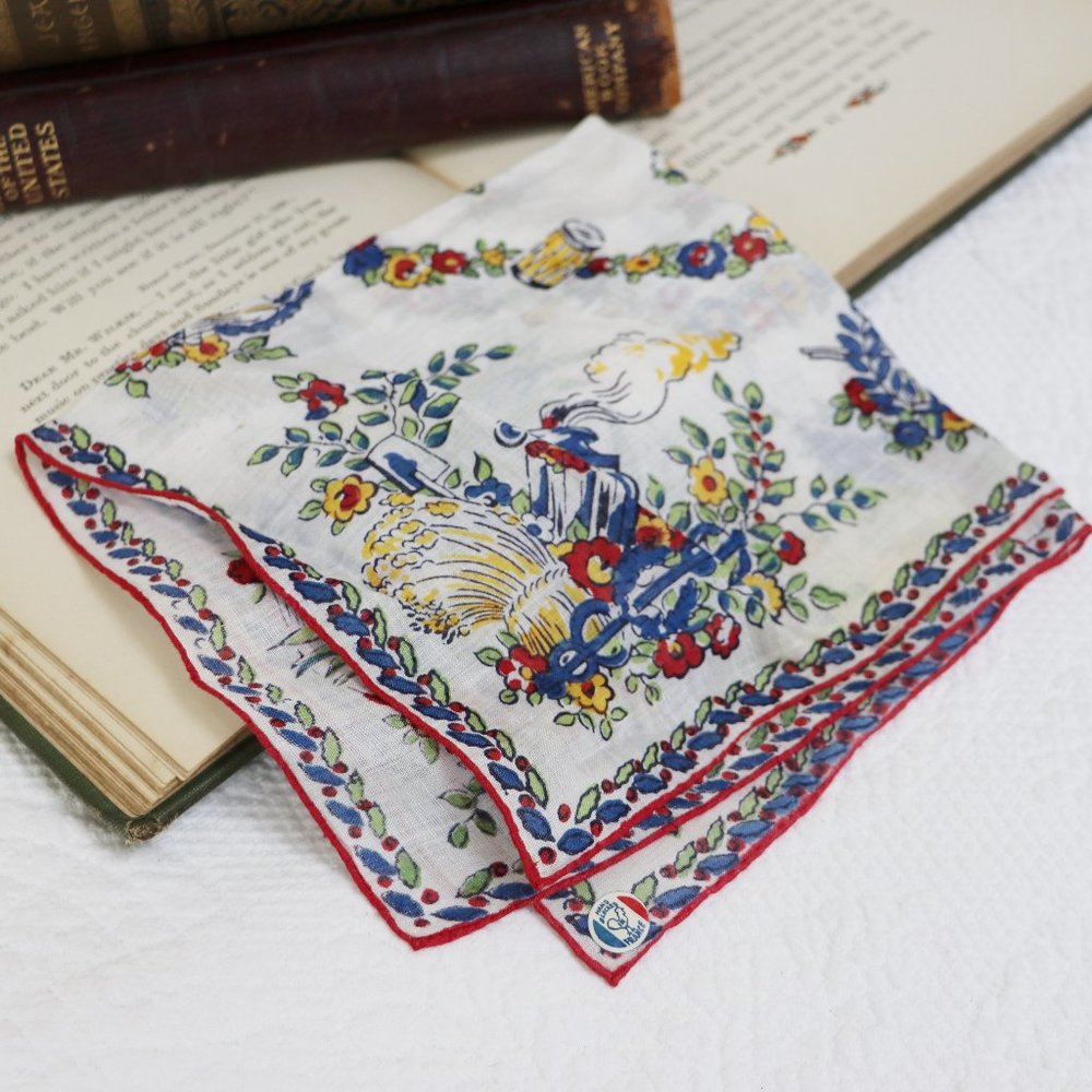 Vintage France Floral Handkerchief